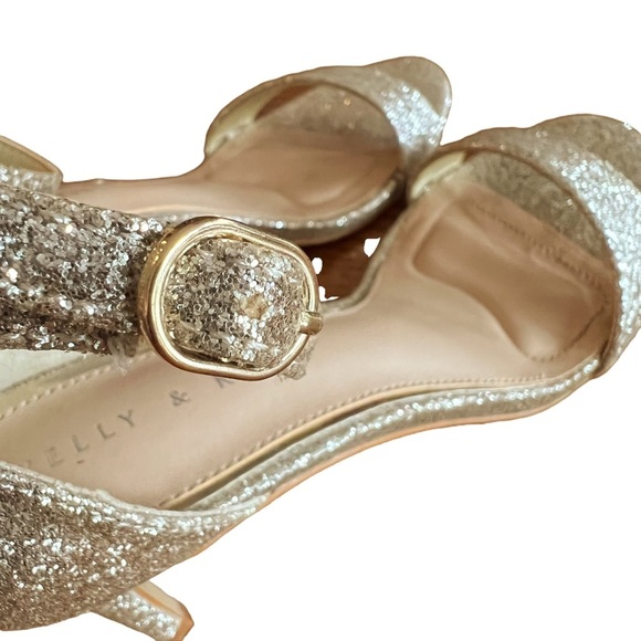 Kelly & Katie Kirstie Gold Glitter Heels Size 8 - Picture 8 of 11